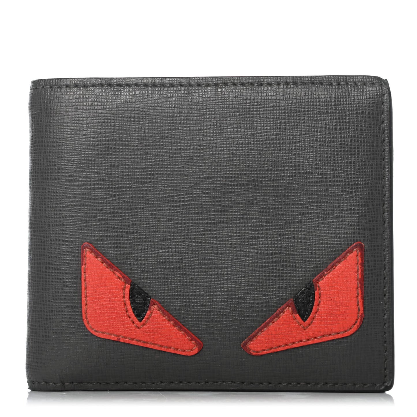 Vitello Elite Monster Eyes Inlay Bi-Fold Wallet Asfalto Papavero Black