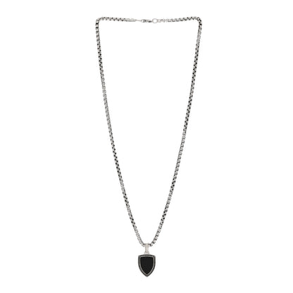 David Yurman Sterling Silver Black Diamond Black Onyx Shield Amulet Pendant Necklace 3 of 5