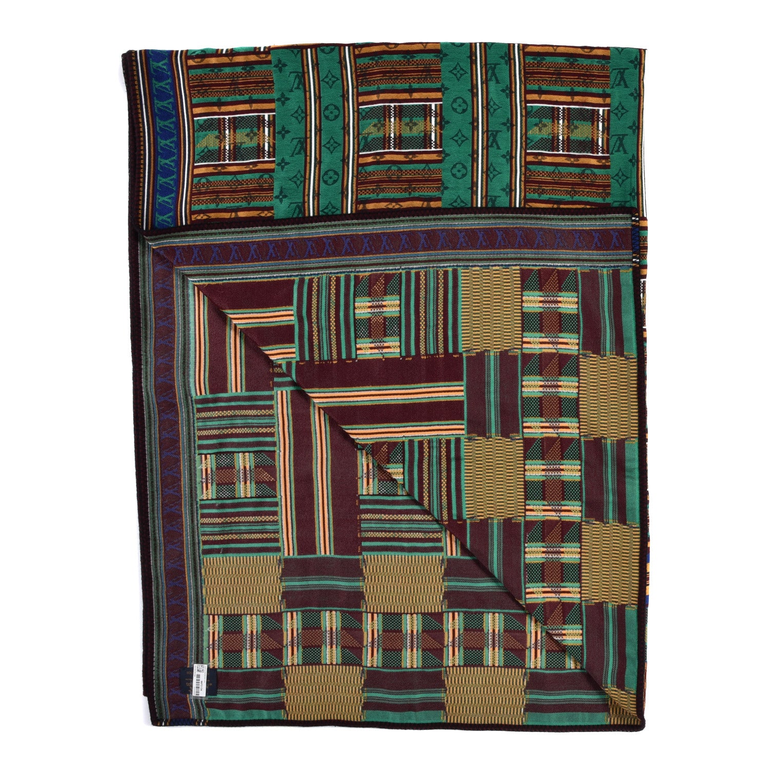Louis Vuitton Wool Geometric Jacquard Monogram Blanket Orange 2 of 4