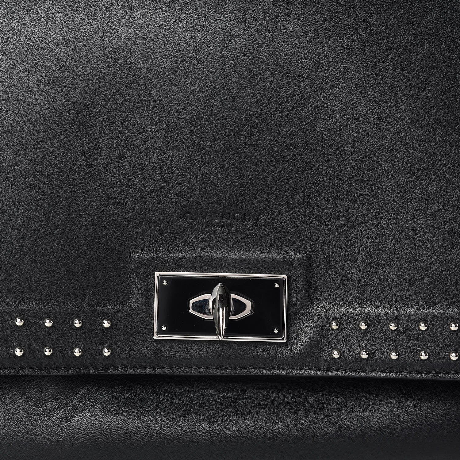 Givenchy Grained Calfskin Studded Medium Shark Lock Satchel Black 9 of 15