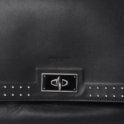 Givenchy Grained Calfskin Studded Medium Shark Lock Satchel Black 9 of 15