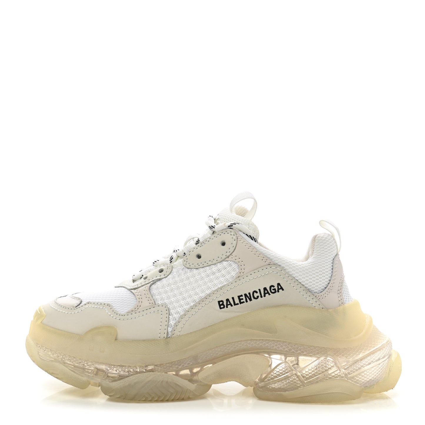 Fabric Mesh Clear Sole Womens Triple S Sneakers 37 White