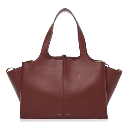 Celine Calfskin Medium Tri-Fold Bag Red Wood 1 of 11