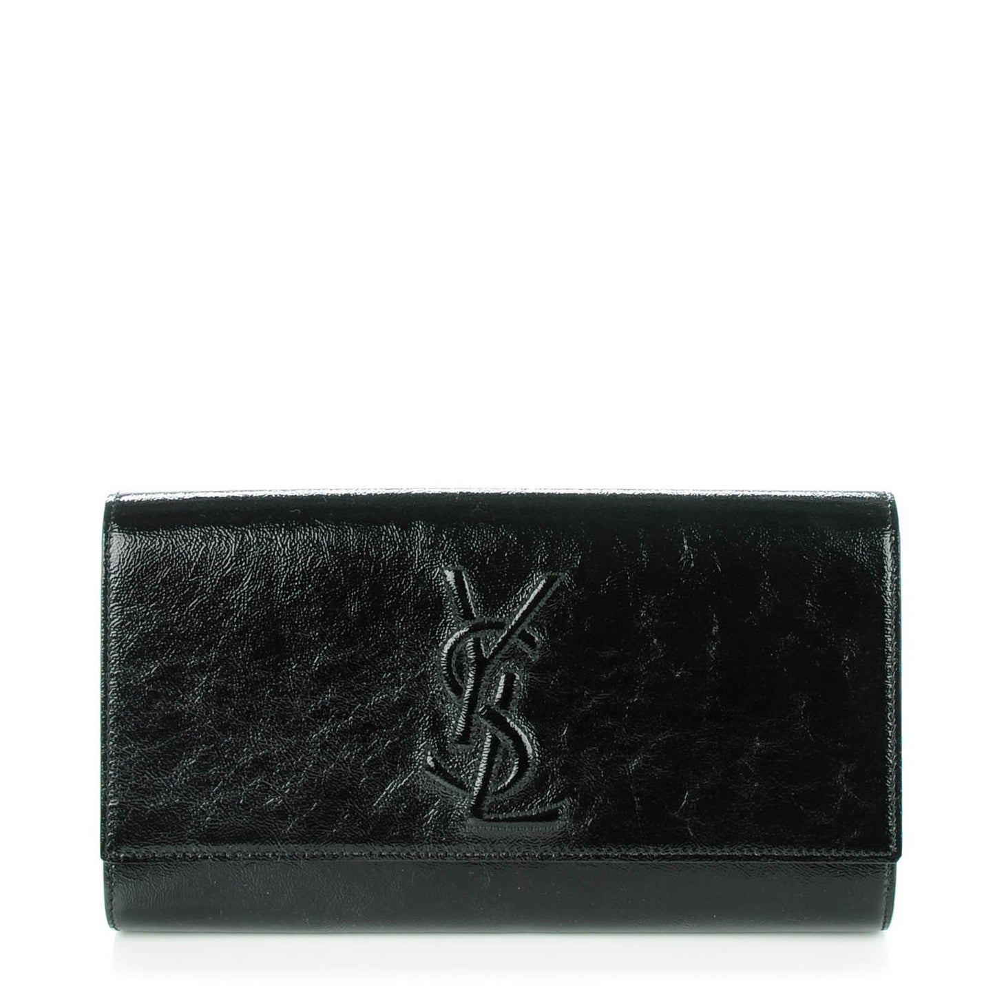 Textured Patent Monogram Large Belle De Jour Clutch Black