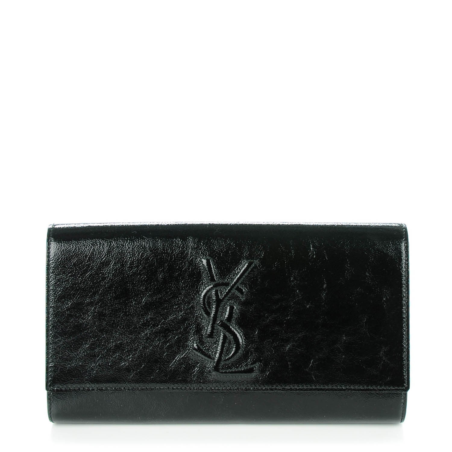 Saint Laurent Textured Patent Monogram Large Belle De Jour Clutch Black 1 of 7