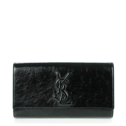 Saint Laurent Textured Patent Monogram Large Belle De Jour Clutch Black 1 of 7