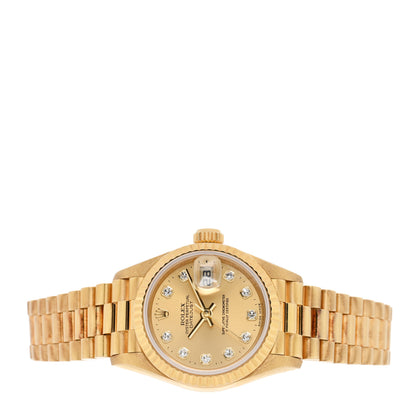 Rolex 18K Yellow Gold Diamond 26mm Datejust President Watch Champagne 69178 2 of 4