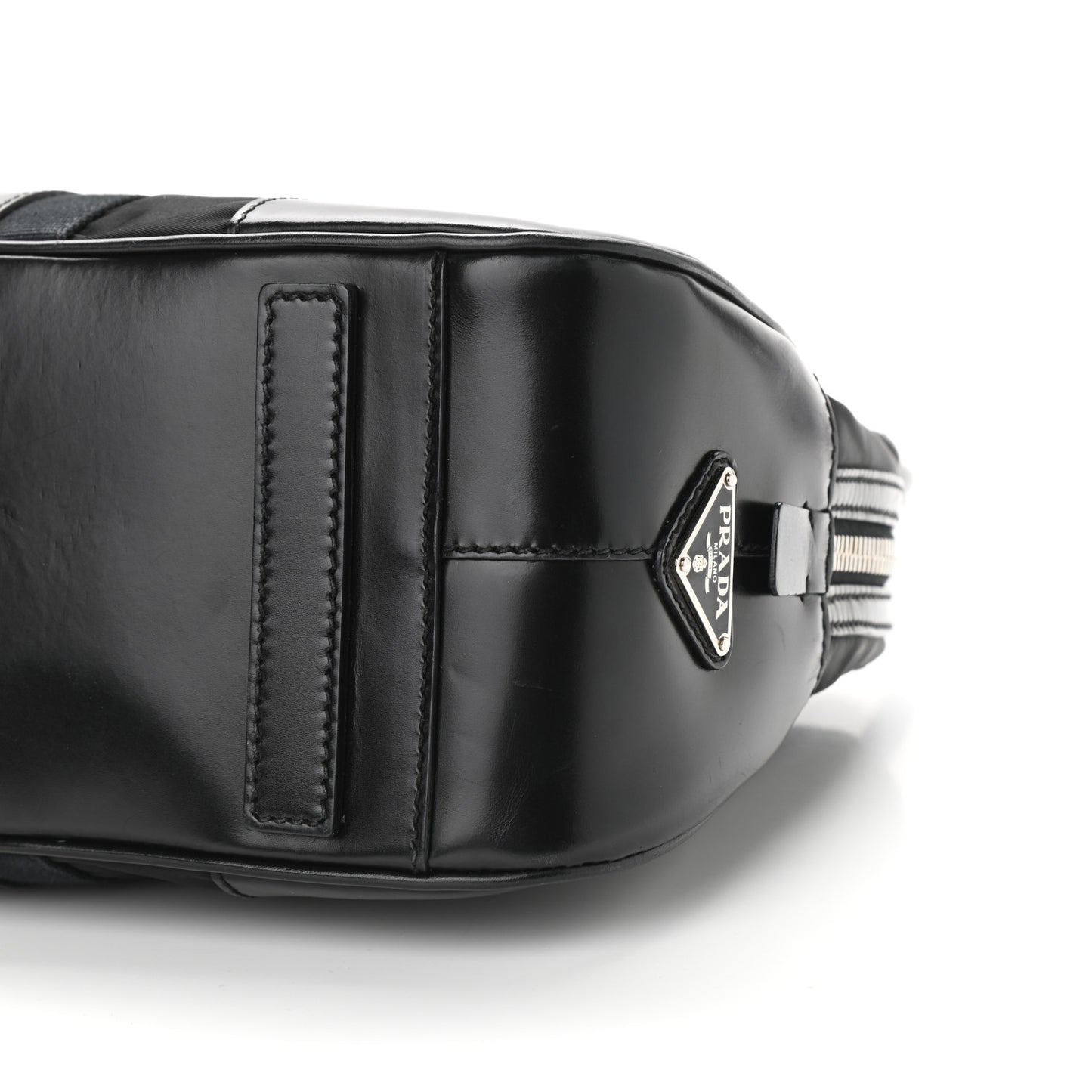 Tessuto Nylon Box Calf Bowling Bag Black