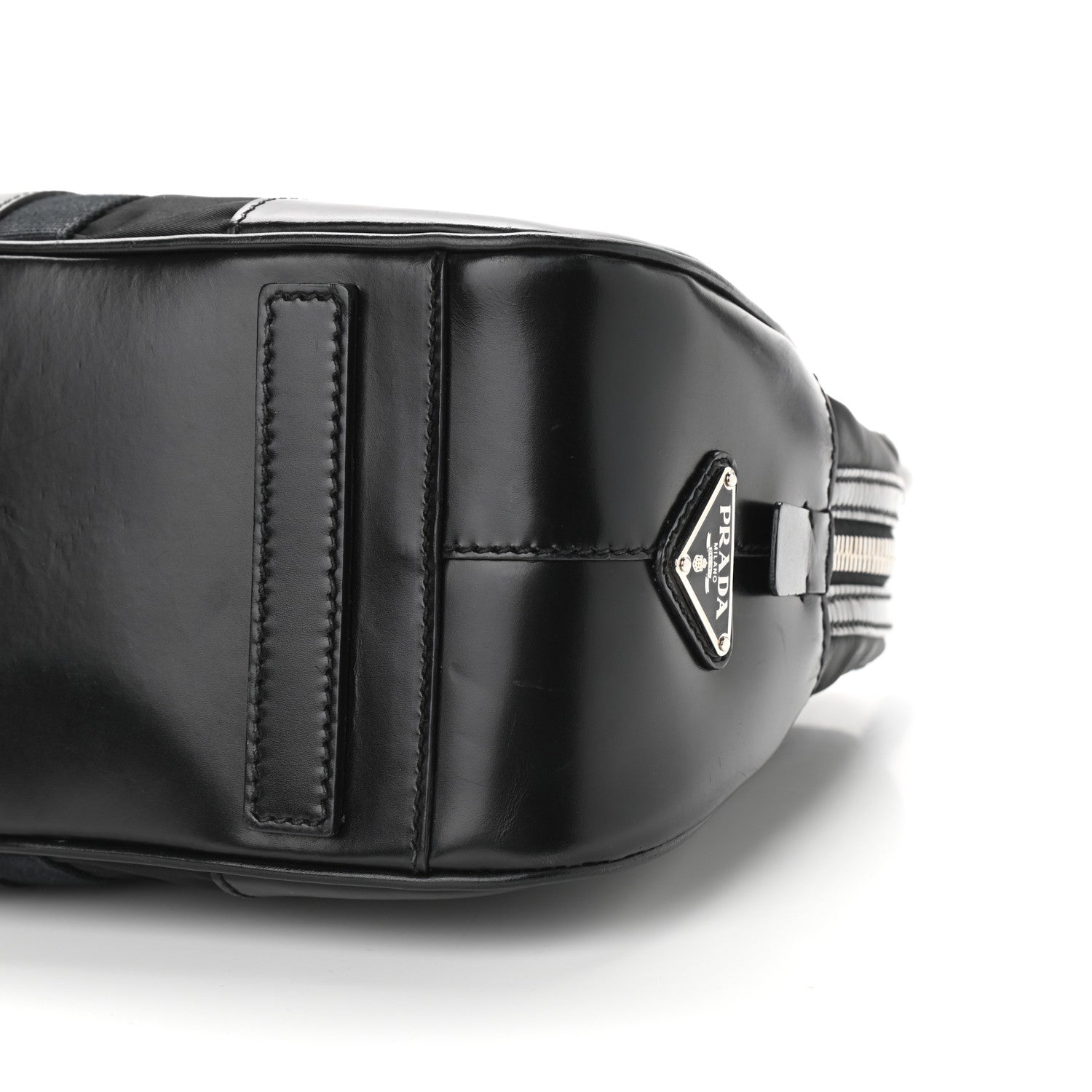 Prada Tessuto Nylon Box Calf Bowling Bag Black 11 of 14