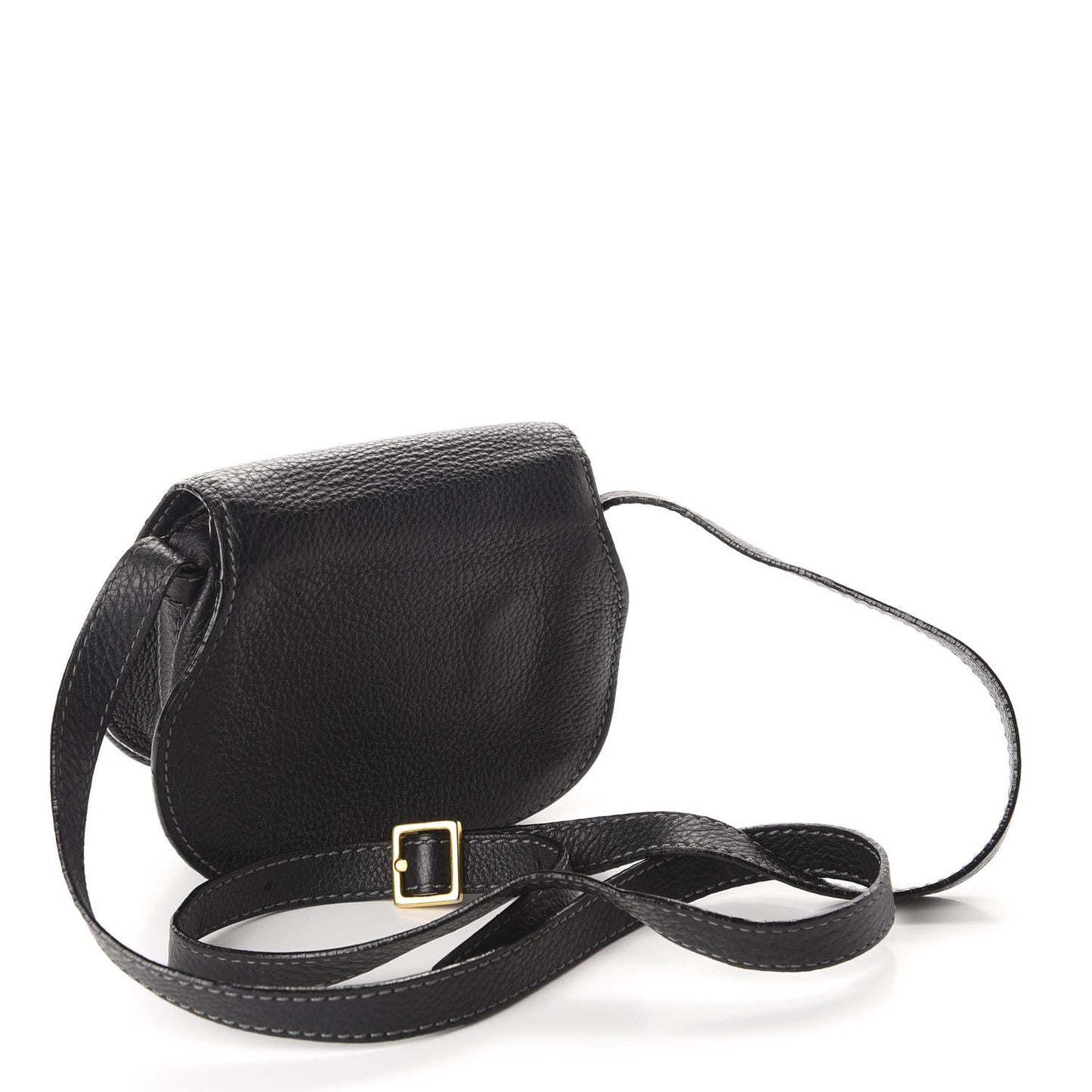 Calfskin Mini Marcie Round Crossbody Bag Black