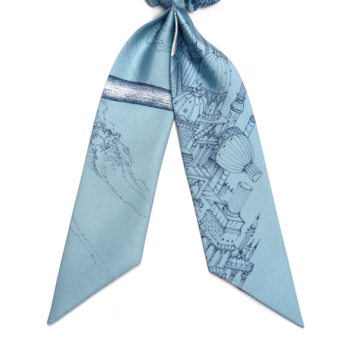 Silk Twilly Scrunchie Blue
