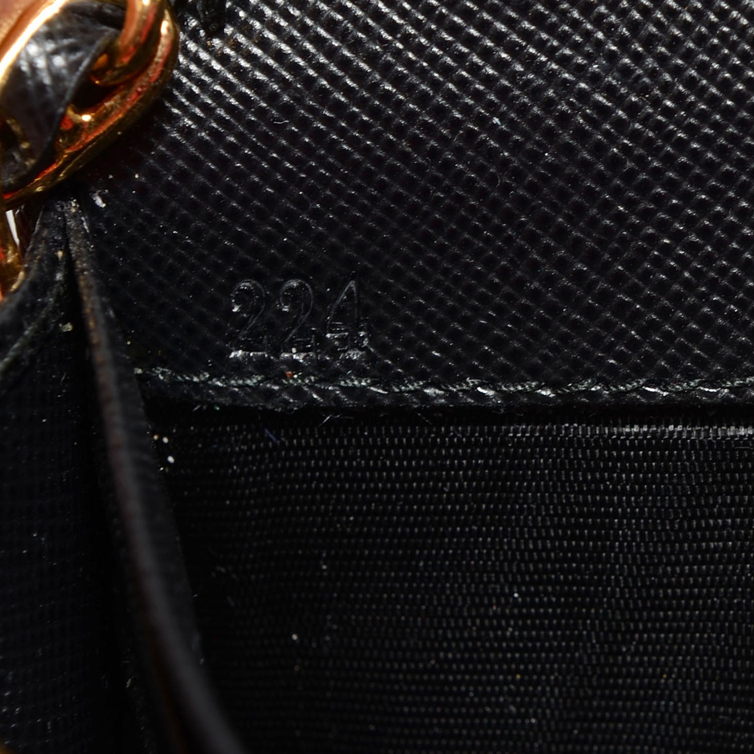 Prada Saffiano Metal Oro Chain Wallet Nero Black 7 of 9