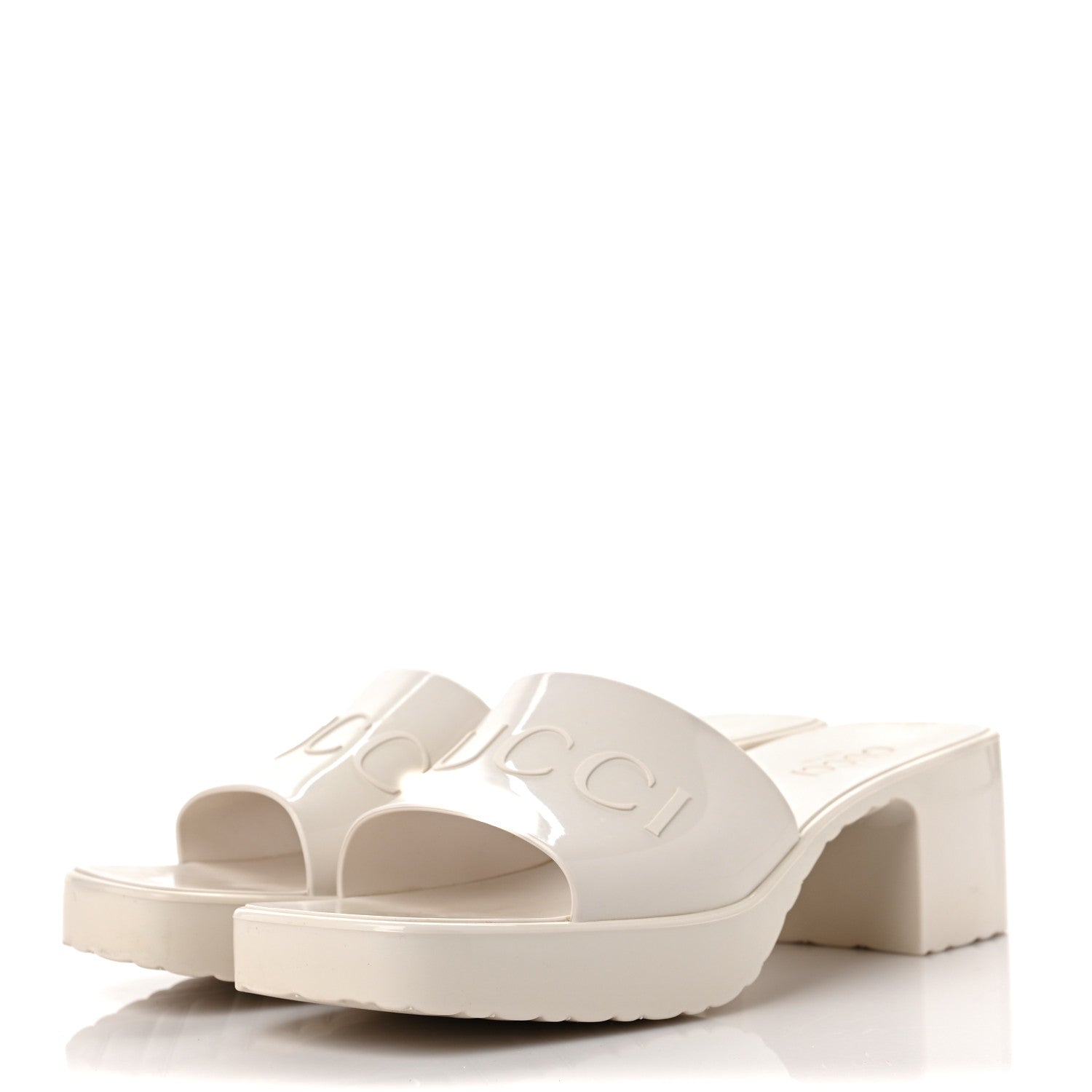 Gucci Rubber Gucci Logo Womens Platform 20/60mm Slide Sandals 37 Mystic White 3 of 7
