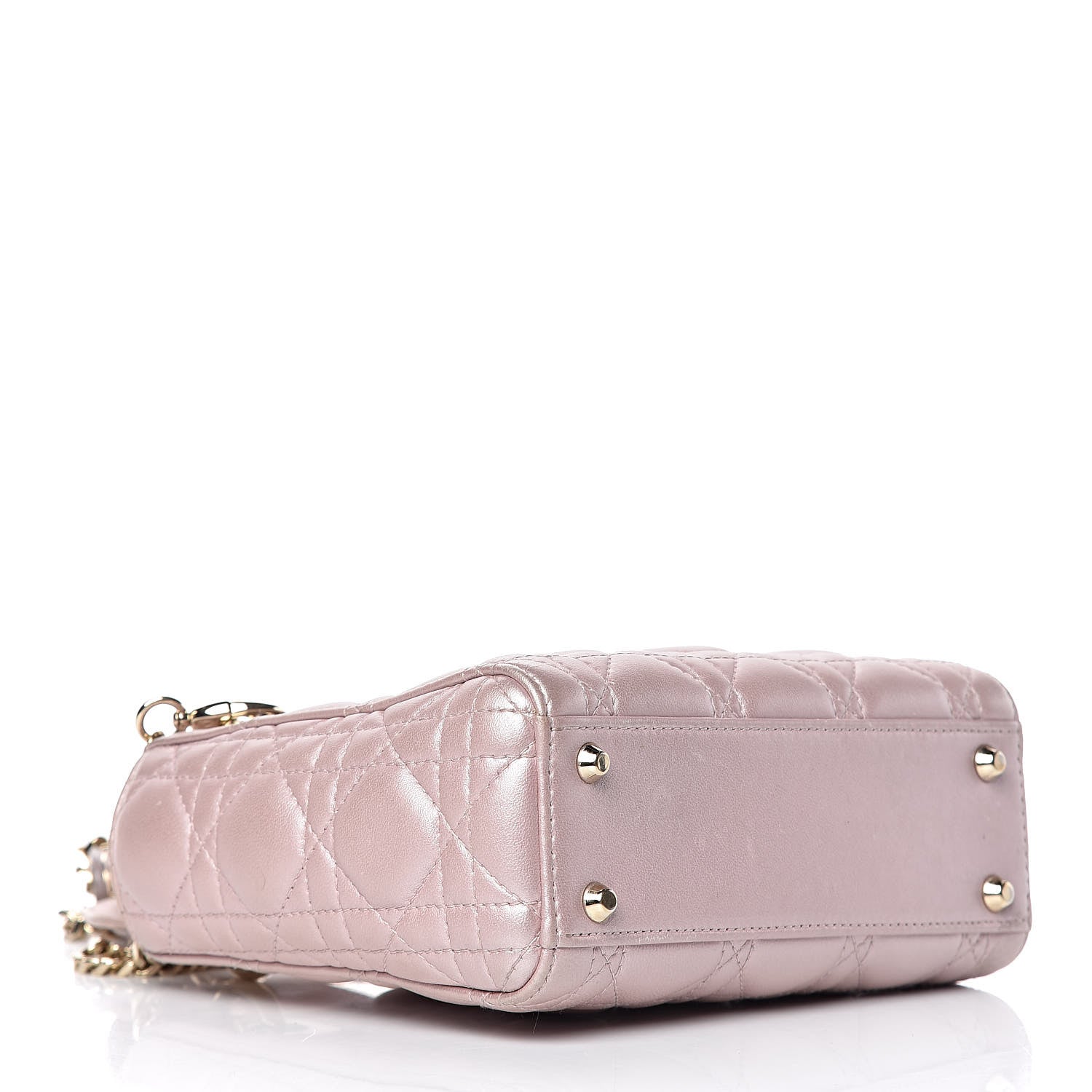 Christian Dior Metallic Lambskin Cannage Mini Lady Dior Lotus 4 of 16