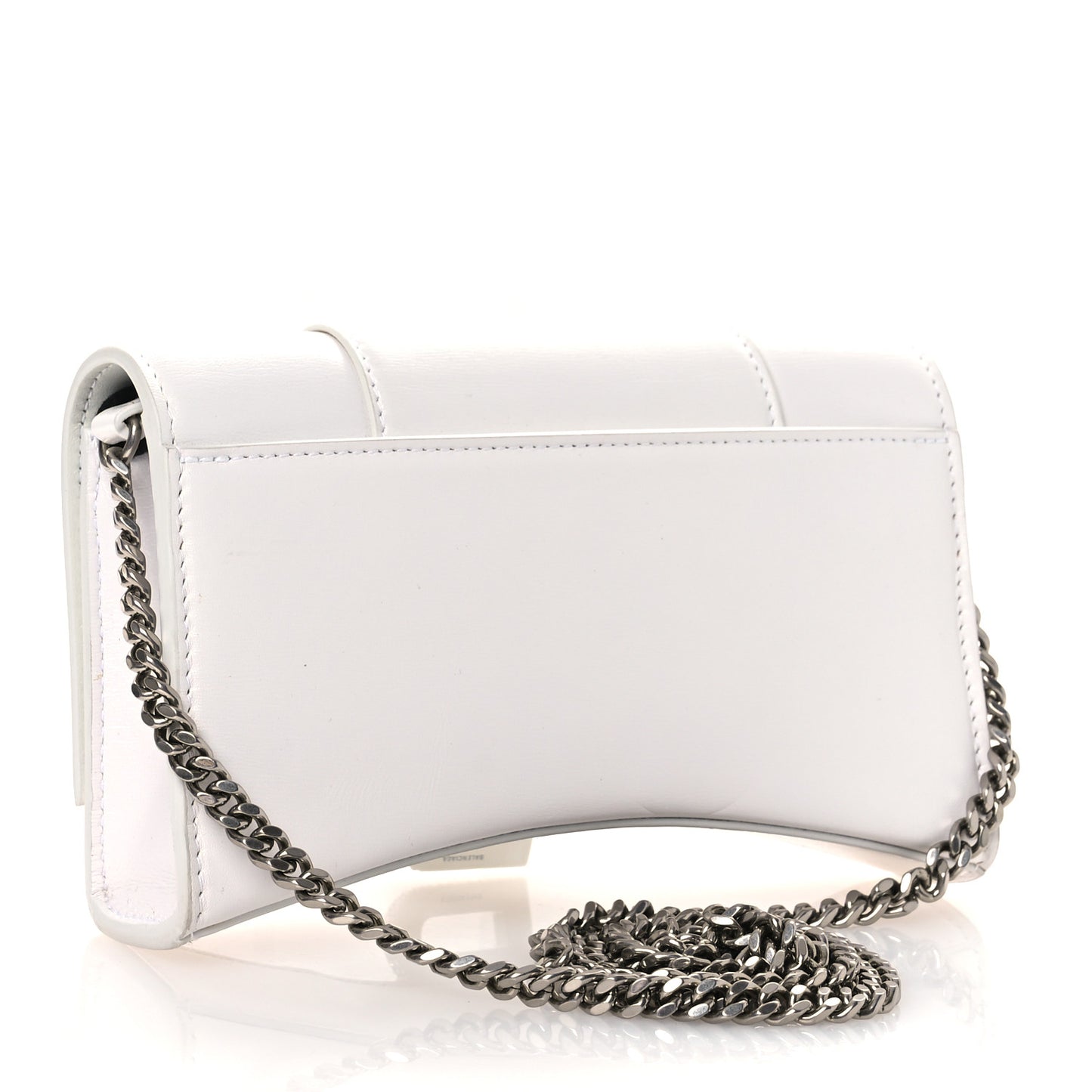 Shiny Box Calfskin Strass Hourglass Chain Bag White