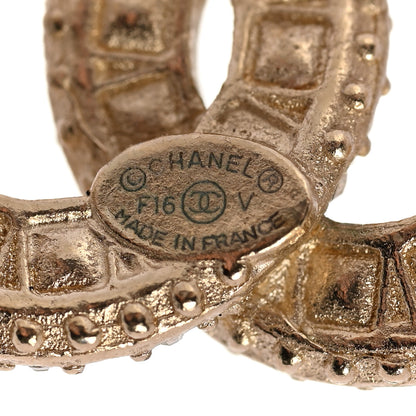 Chanel Crystal Timeless CC Earrings Light Gold 4 of 5