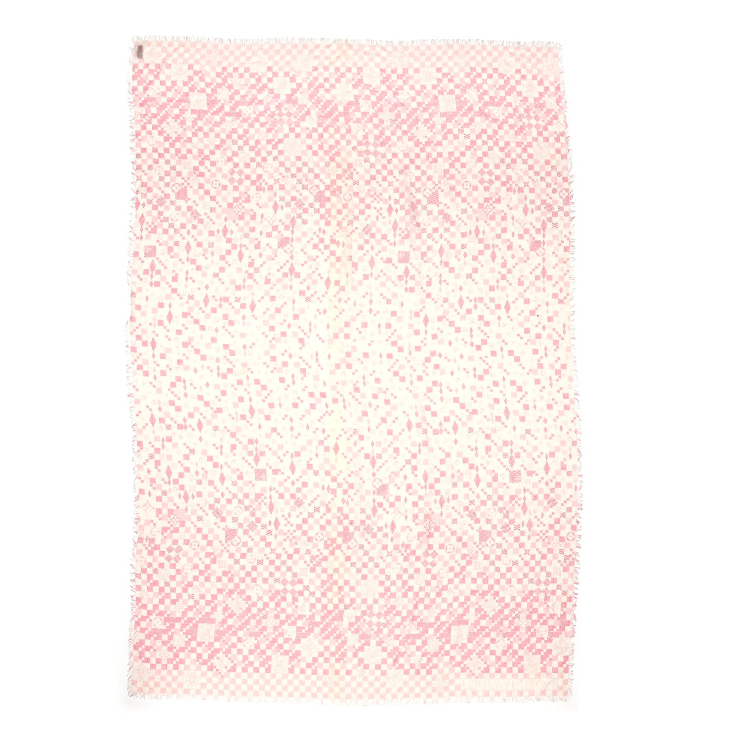 Louis Vuitton Cashmere Silk Damier Scarf Ivory Pink 1 of 4