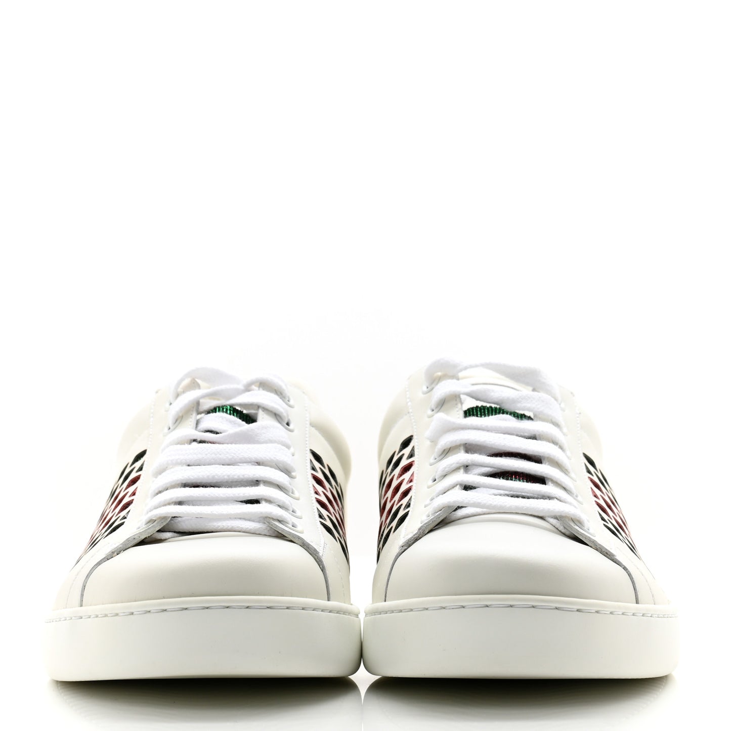 Calfskin Mens Ace Sneakers 8 White Green
