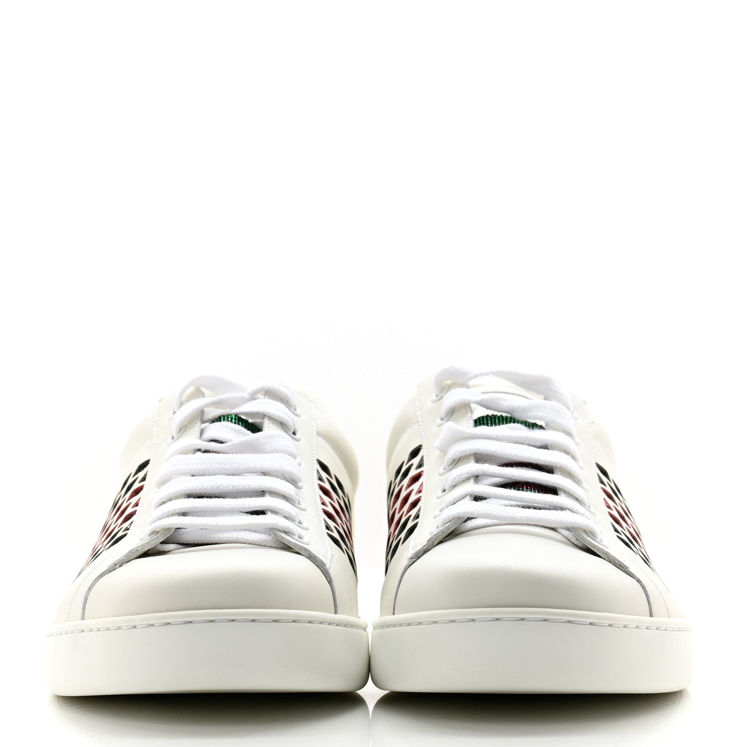 Gucci Calfskin Mens Ace Sneakers 8 White Green 2 of 12