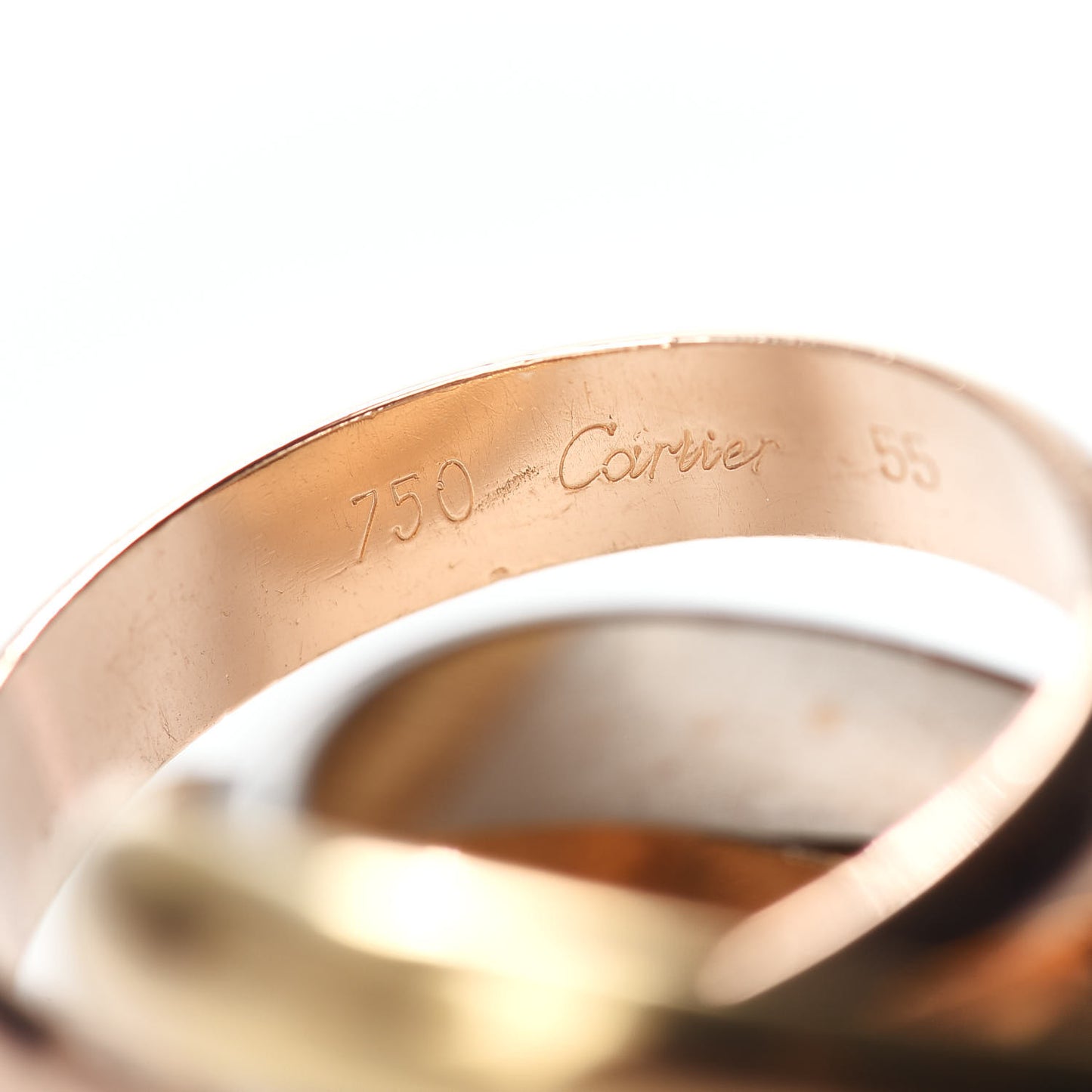 18K Pink Yellow White Gold Trinity Ring 55 7.25