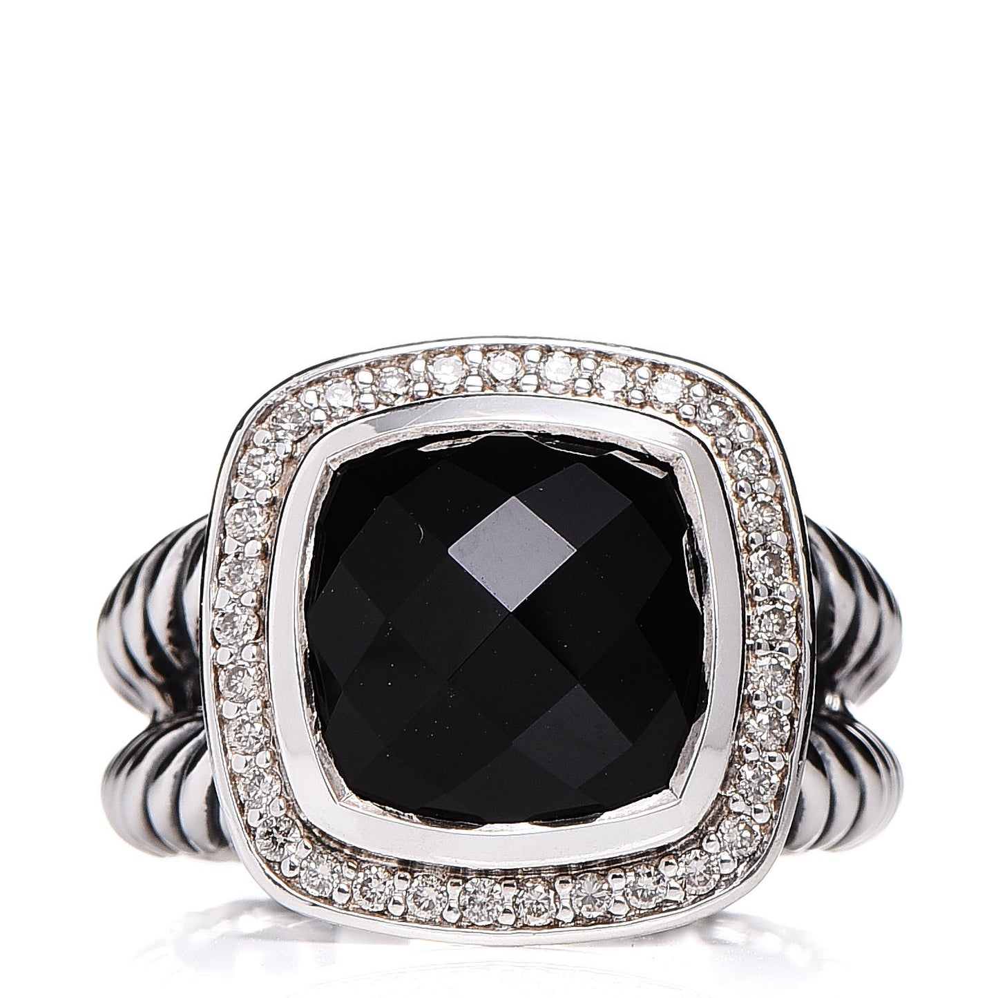 Sterling Silver Diamond Black Onyx 11mm Albion Ring 54 7