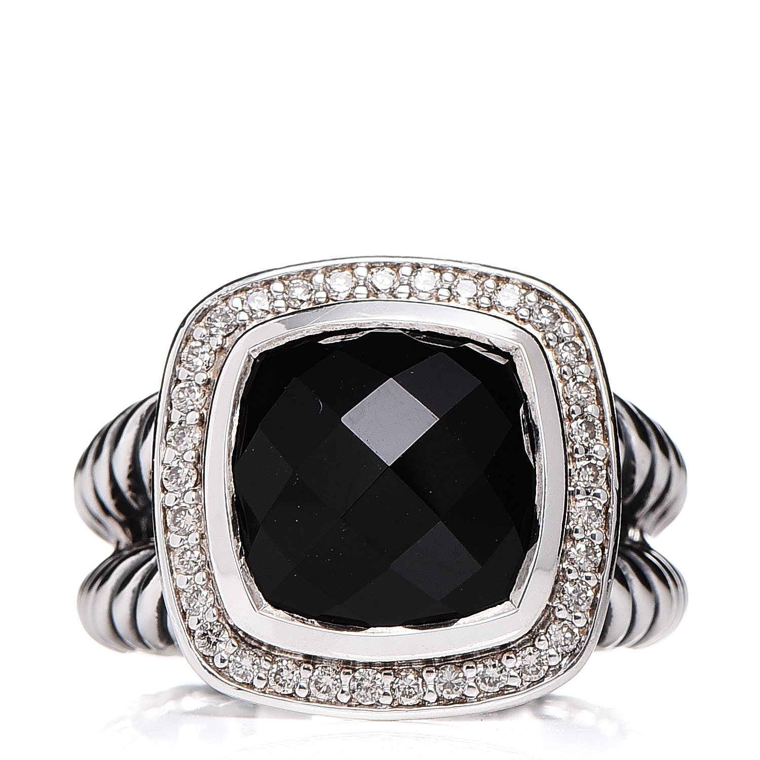 David Yurman Sterling Silver Diamond Black Onyx 11mm Albion Ring 54 7 1 of 5