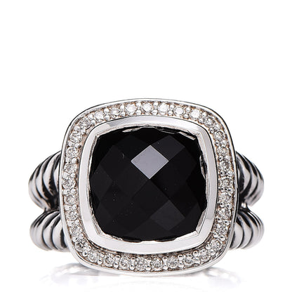 David Yurman Sterling Silver Diamond Black Onyx 11mm Albion Ring 54 7 1 of 5