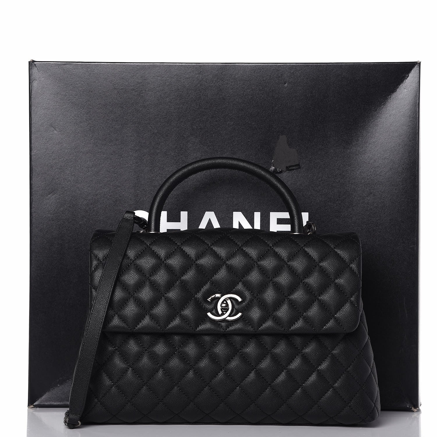 Chanel Caviar Quilted Medium Coco Handle Flap Black 9 of 9