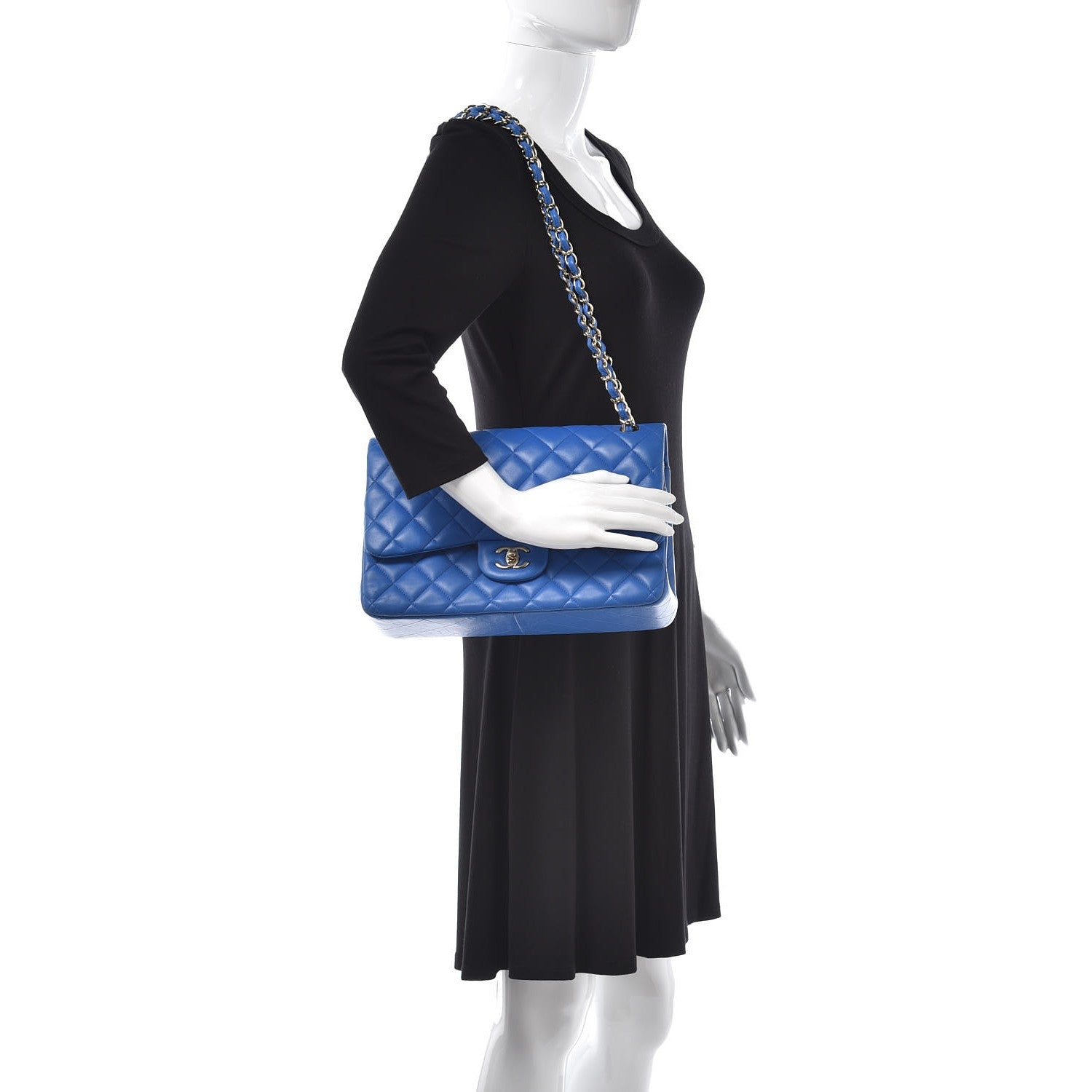 Chanel Lambskin Quilted Jumbo Double Flap Blue 2 of 14