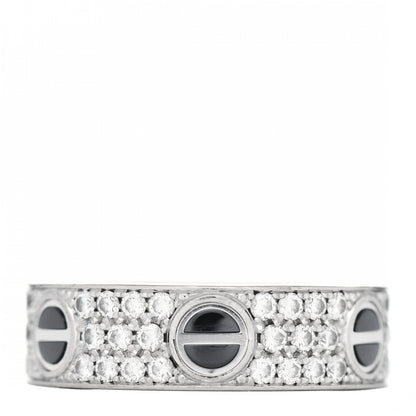 Cartier 18K White Gold Diamond Ceramic LOVE Paved Ring 57 8 3 of 5