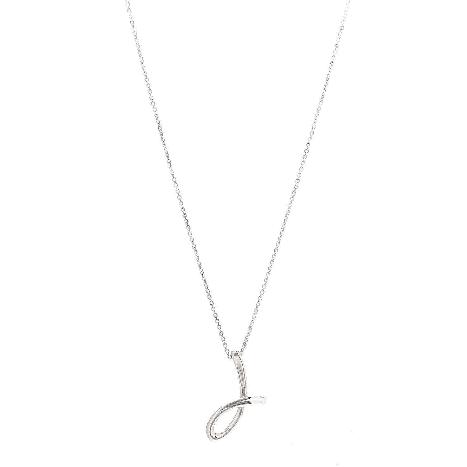 Tiffany Sterling Silver Elsa Peretti Letter J Pendant Necklace 1 of 8