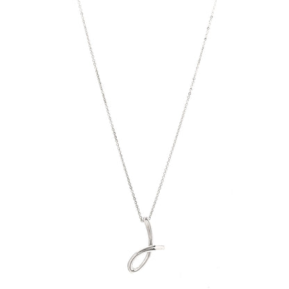 Tiffany Sterling Silver Elsa Peretti Letter J Pendant Necklace 1 of 8