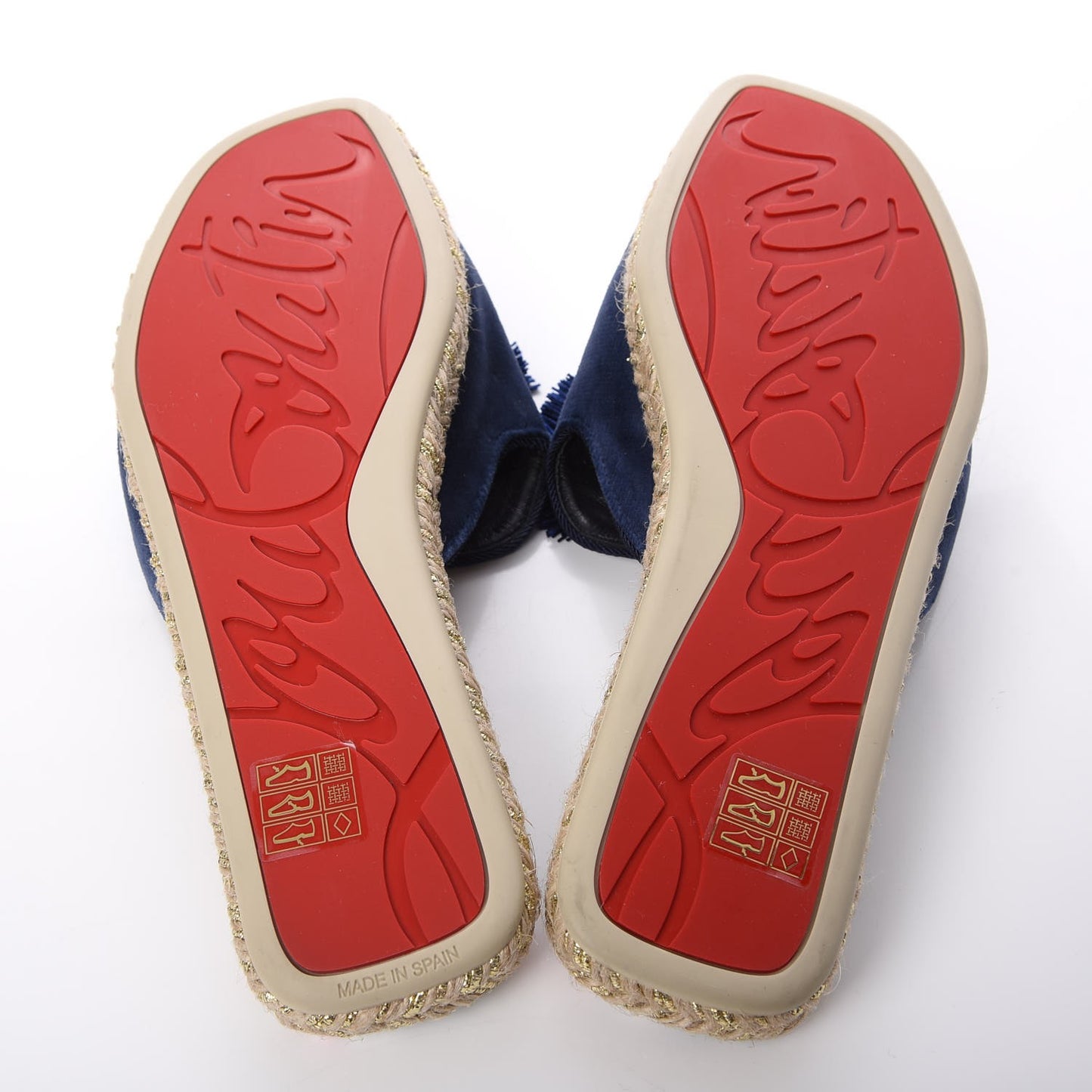 Velvet Pacha Tasseled Espadrille Slides 36 Blue