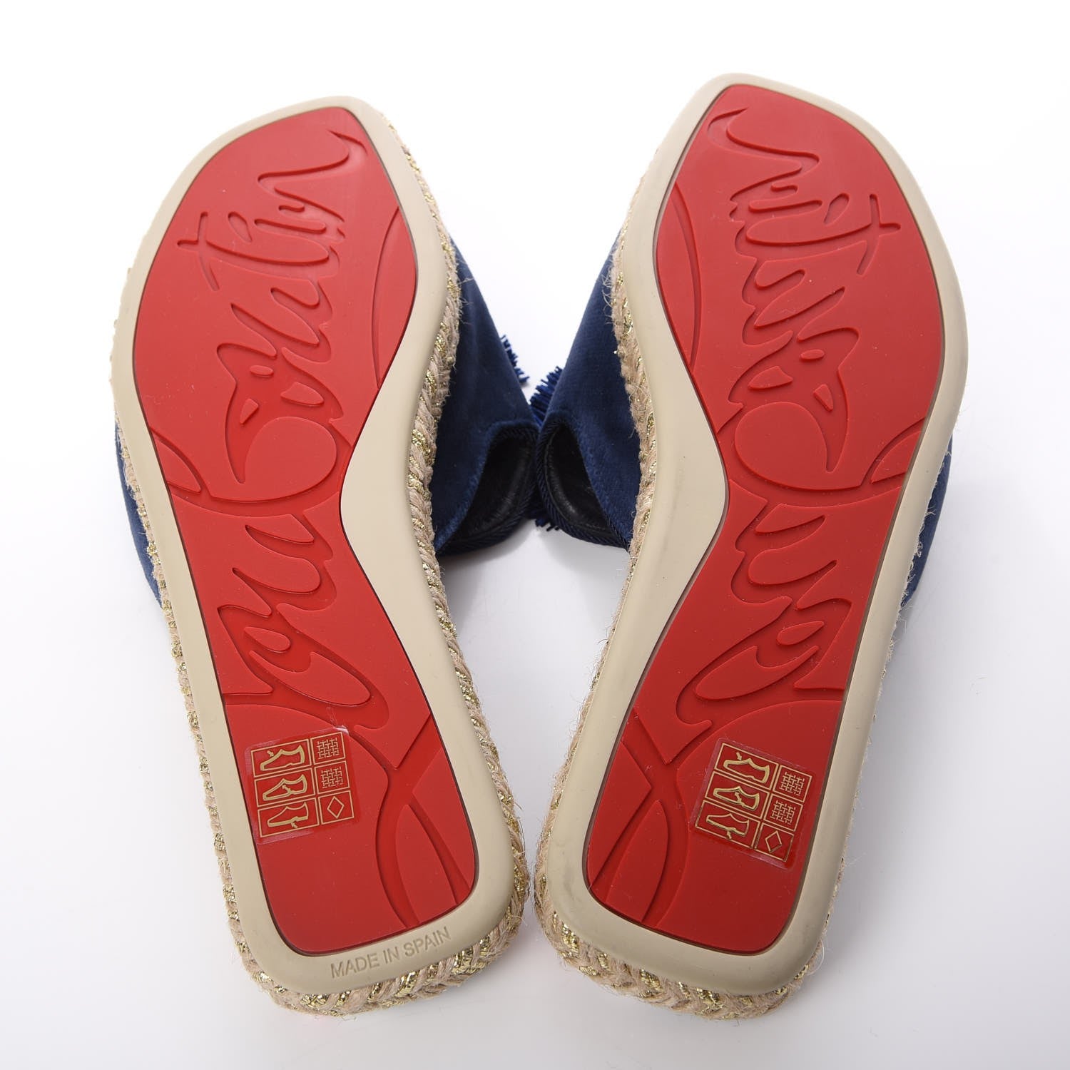 Christian Louboutin Velvet Pacha Tasseled Espadrille Slides 36 Blue 5 of 10