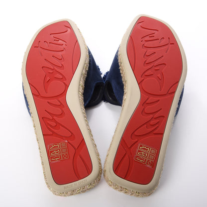 Christian Louboutin Velvet Pacha Tasseled Espadrille Slides 36 Blue 5 of 10