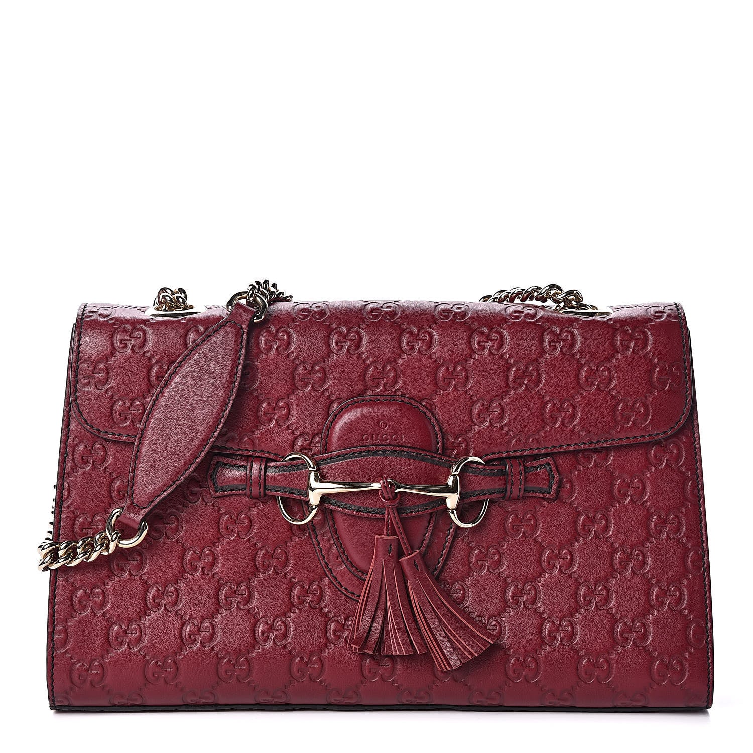 Gucci Soft Guccissima Medium Emily Chain Shoulder Bag Classic Ruby 1 of 9