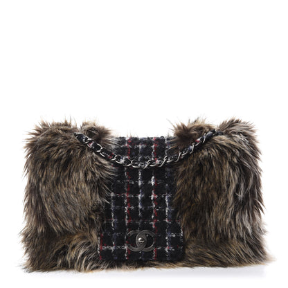 Chanel Tweed Arctic Fantasy Fur Flap Blue Red 1 of 10