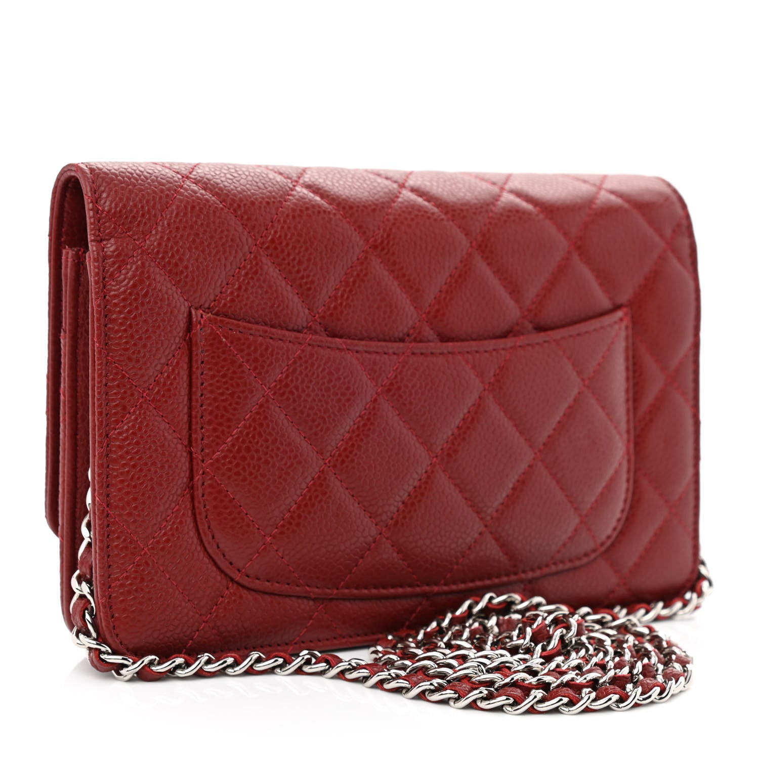 Chanel Caviar Quilted Wallet on Chain WOC Burgundy 2 of 14