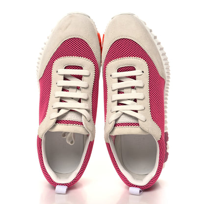 Hermes Air Mesh Suede Goatskin Bouncing Sneakers 40 Rose Multicolor 3 of 8