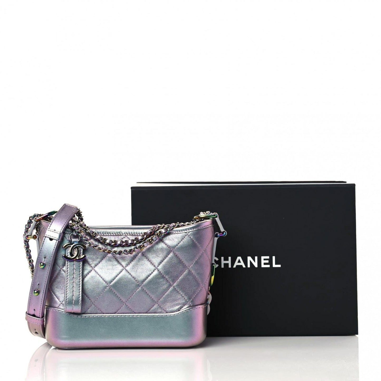 Iridescent Lambskin Calfskin Quilted Small Gabrielle Hobo Light Purple