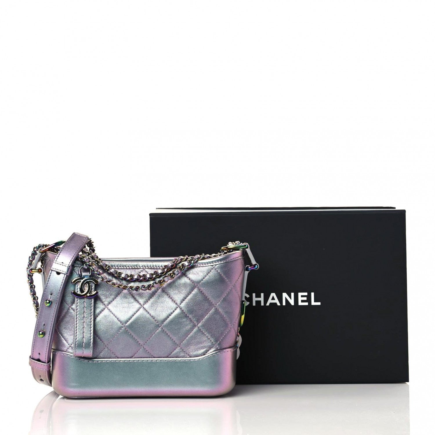 Chanel Iridescent Lambskin Calfskin Quilted Small Gabrielle Hobo Light Purple 16 of 16