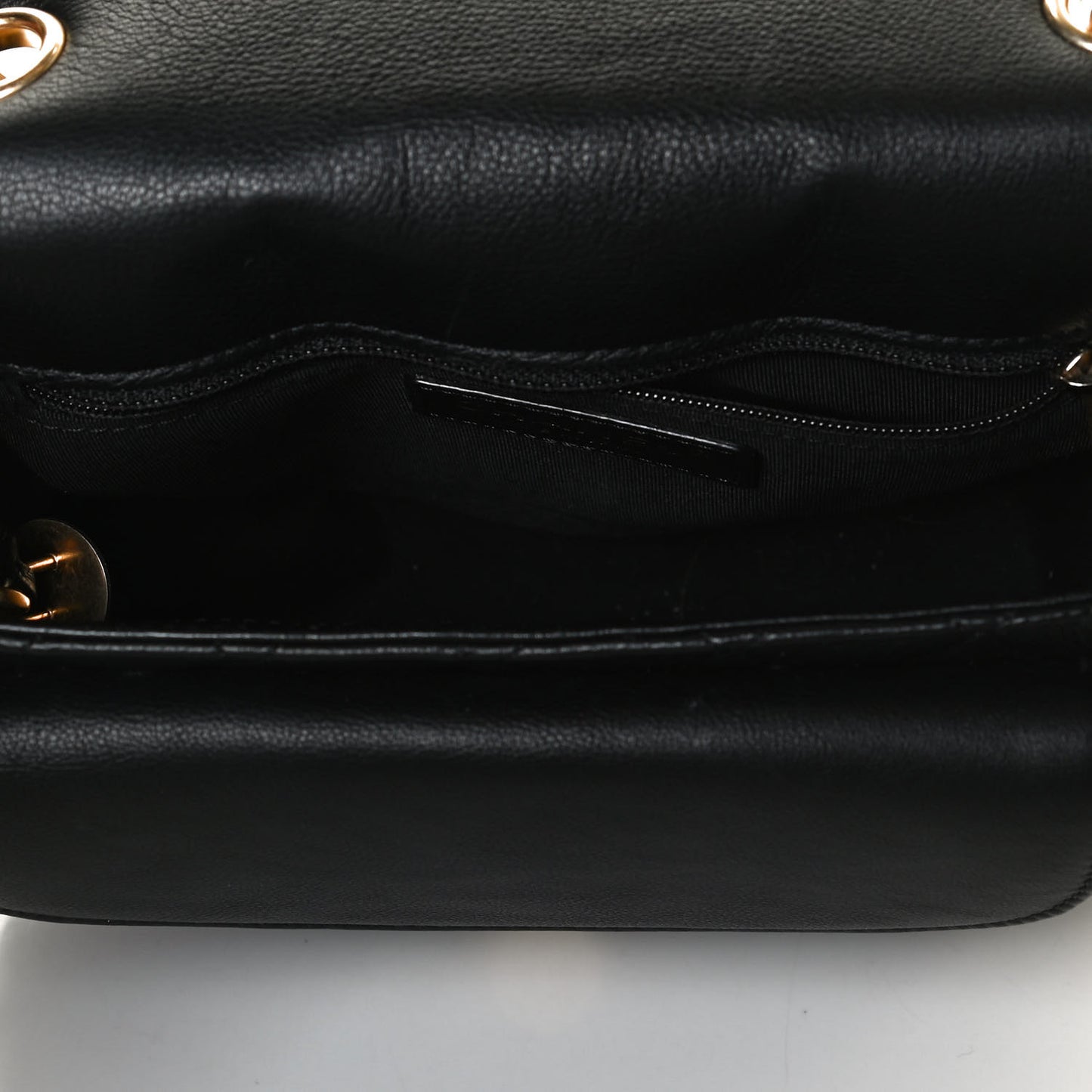 Grained Calfskin Quilted Messenger Flap Black
