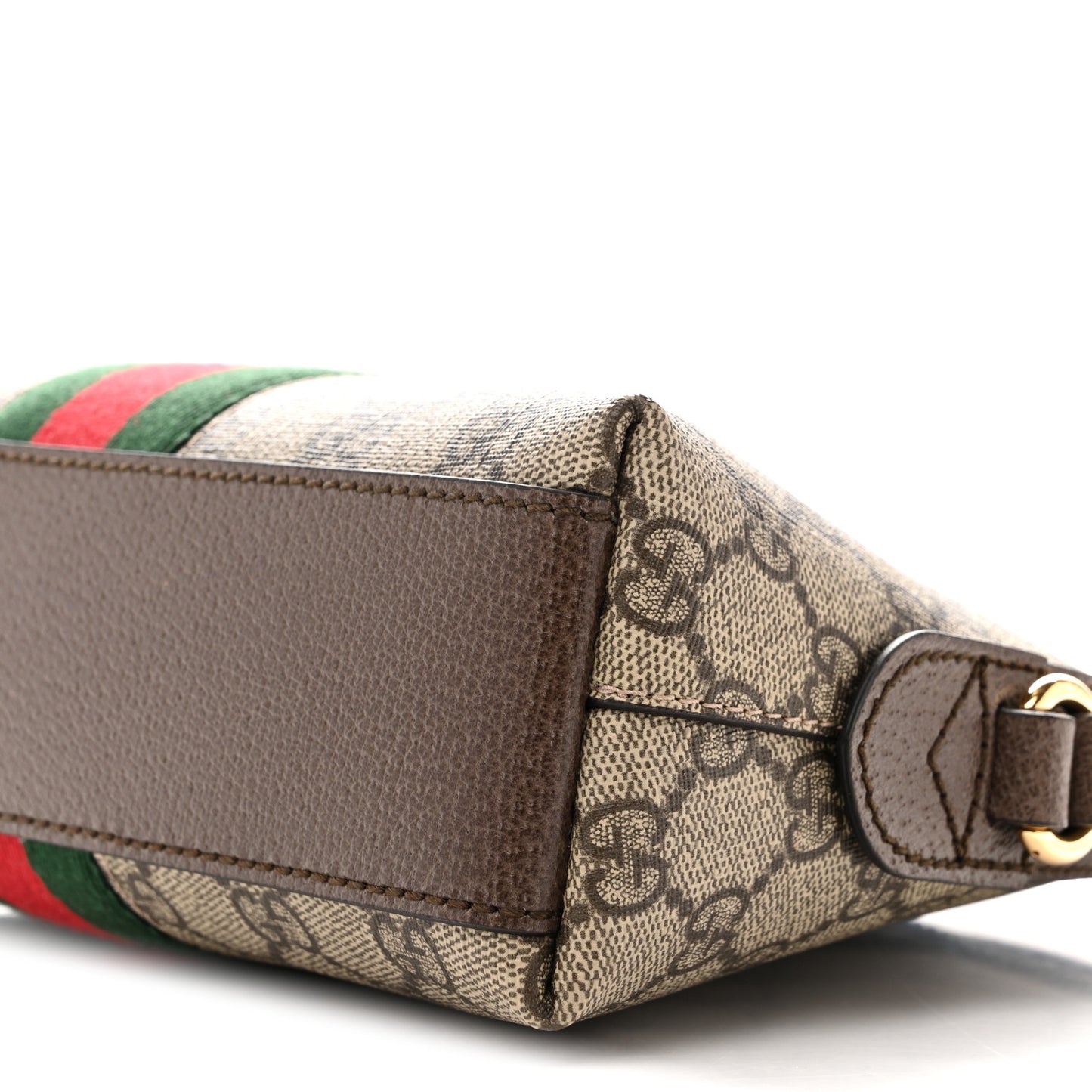 GG Supreme Monogram Textured Dollar Calfskin Web Small Ophidia Dome Shoulder Bag Beige Ebony New Acero Brown