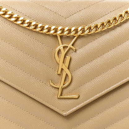 Saint Laurent Grain De Poudre Matelasse Chevron Monogram Chain Wallet Dark Latte 8 of 13