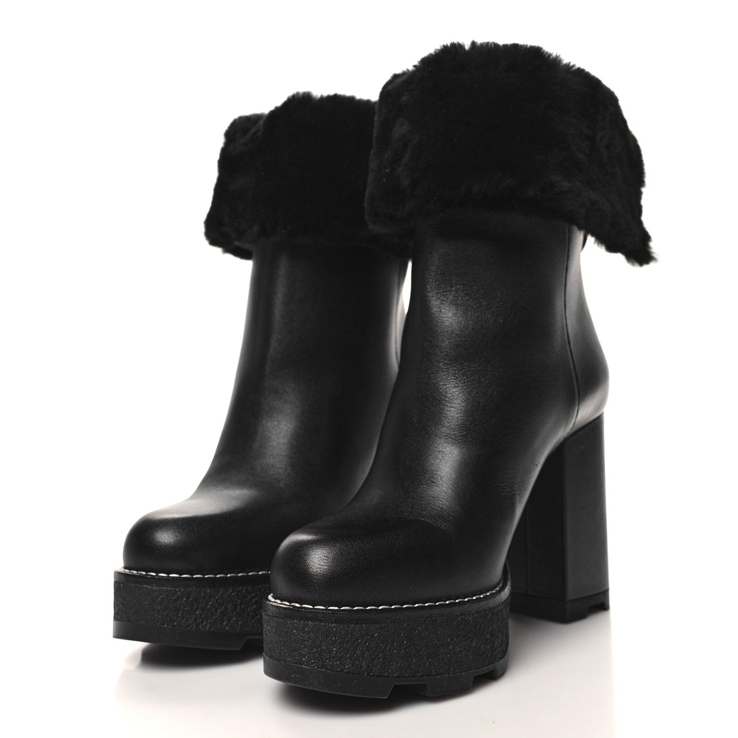 Calfskin Shearling Beaubourg Ankle Boots 37 Black