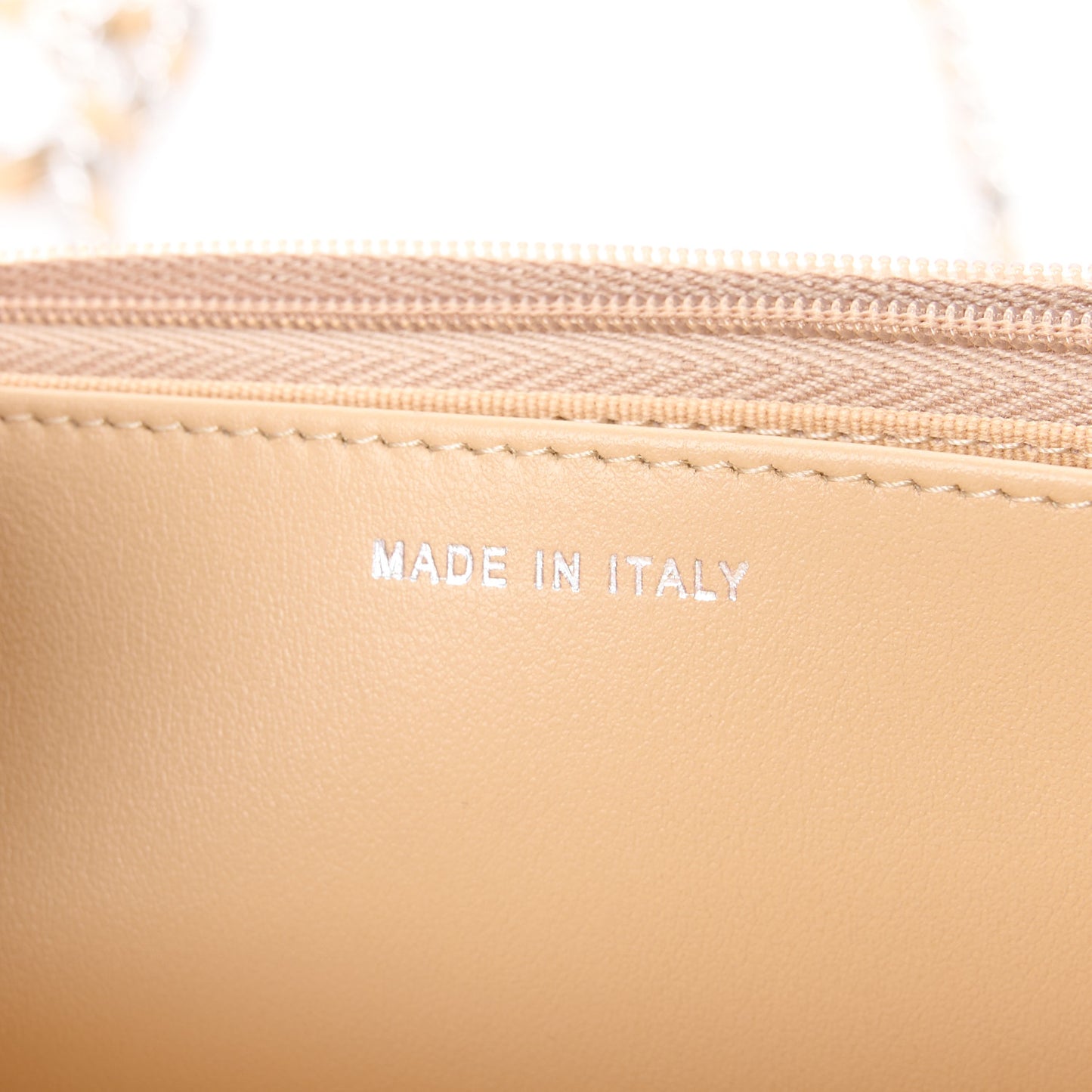 Caviar Quilted Wallet on Chain WOC Beige