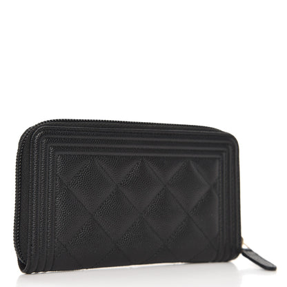 Chanel Caviar Quilted Boy Small Zip Around Wallet Black 3 of 9