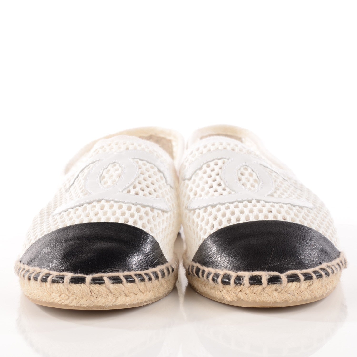 Chanel Mesh Lambskin Espadrilles 39 White Black 2 of 10