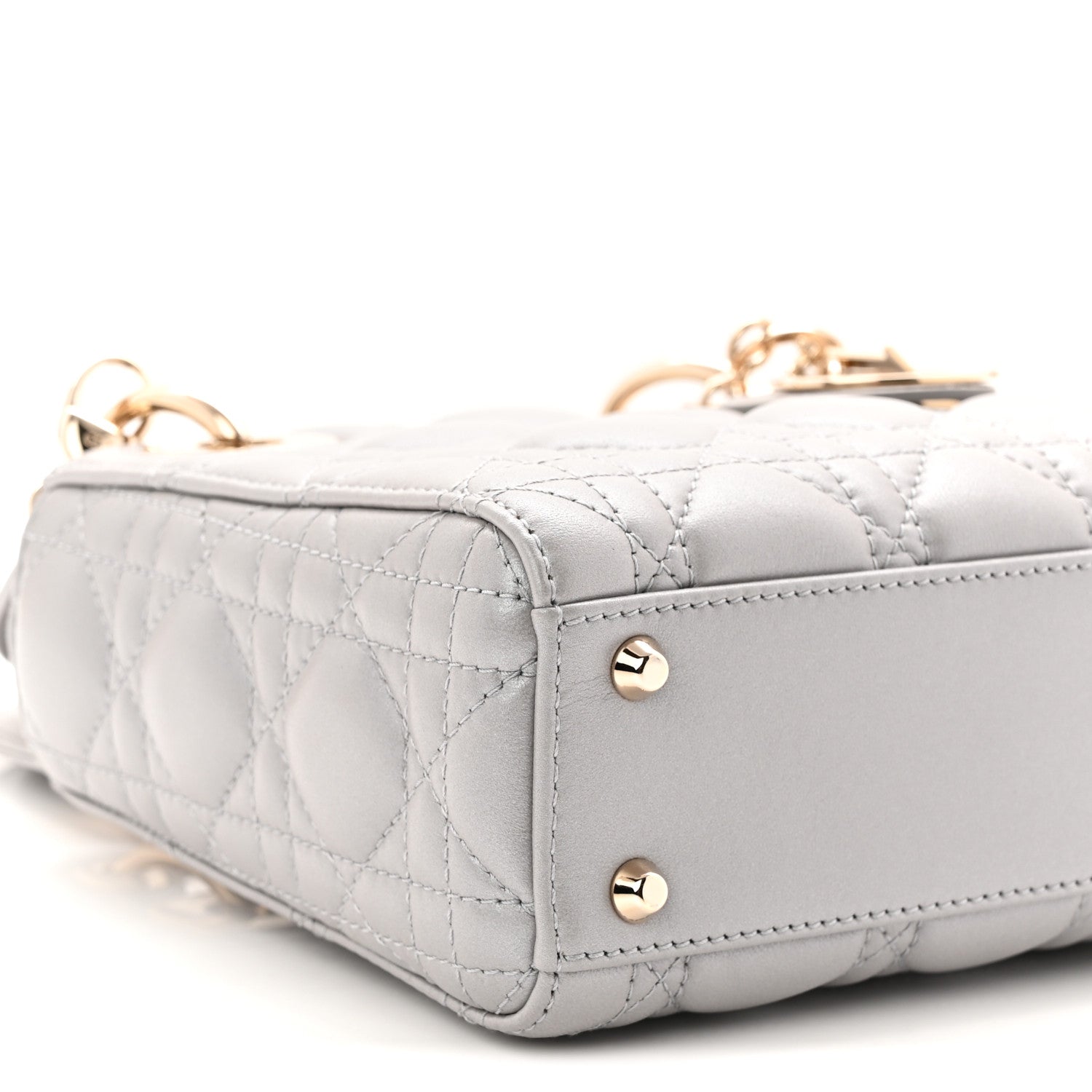Christian Dior Metallic Lambskin Cannage Mini Lady Dior Grey 9 of 10