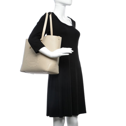 Burberry Calfskin Crest Embossed Small Tote Limestone 2 of 8
